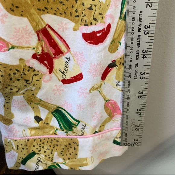 8 Oak Lane holiday leopard with Santa hat and champagne pajamas pant set. Size M - Picture 11 of 14